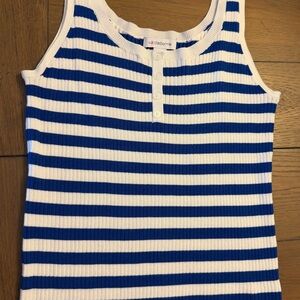 Liz Claiborne Navy and White Striped Sleeveless Top